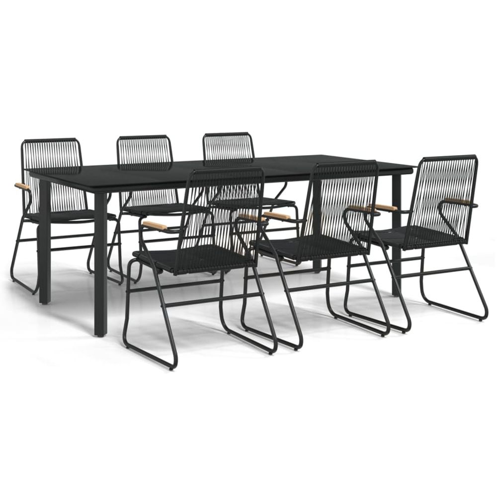 Ensemble à manger de jardin 7 pcs noir rotin pvc