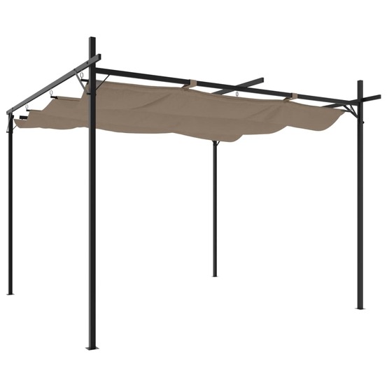 Pergola avec toit rétractable taupe 295x292x230 cm