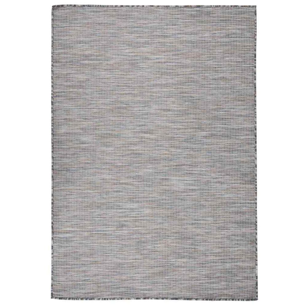 Tapis à tissage plat d'extérieur 160x230 cm marron et bleu