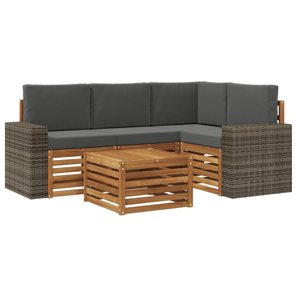 Ensemble de canapés d'extérieur 5 pc naturel et anthracite