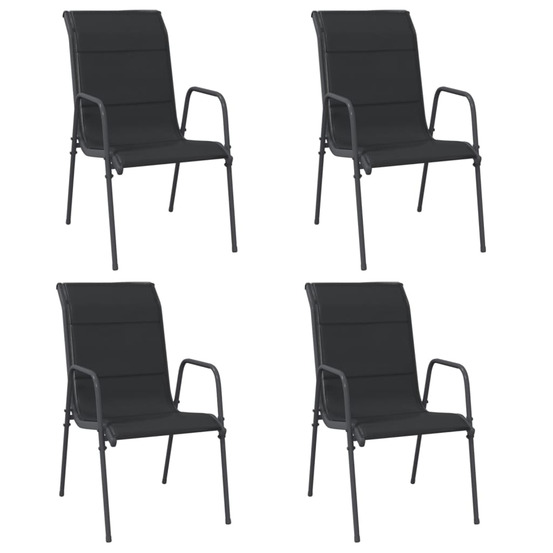 Chaises de jardin 4 pcs acier et textilène noir