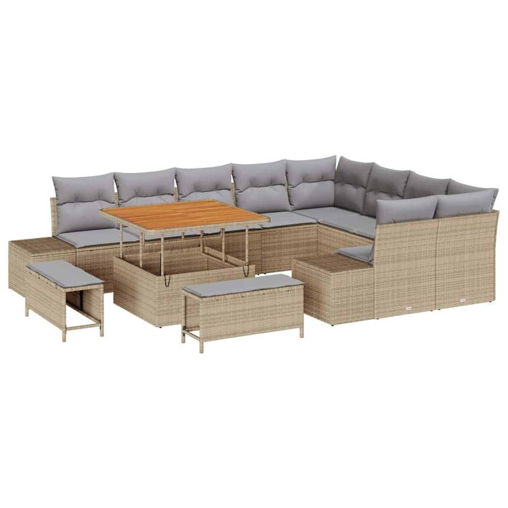 Ensemble de canapé de jardin 12 pc beige polyrotin