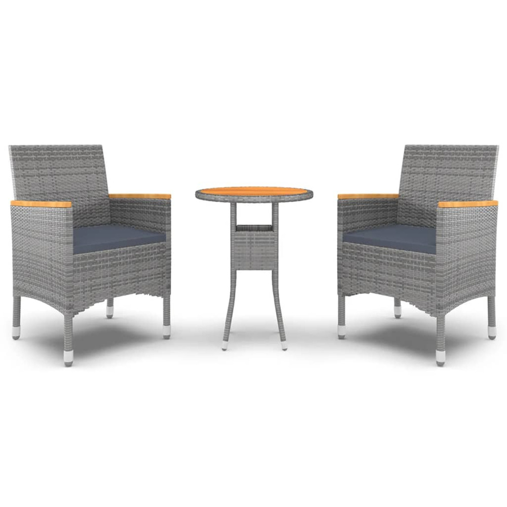 Ensemble à manger de jardin 3 pcs résine tressée gris