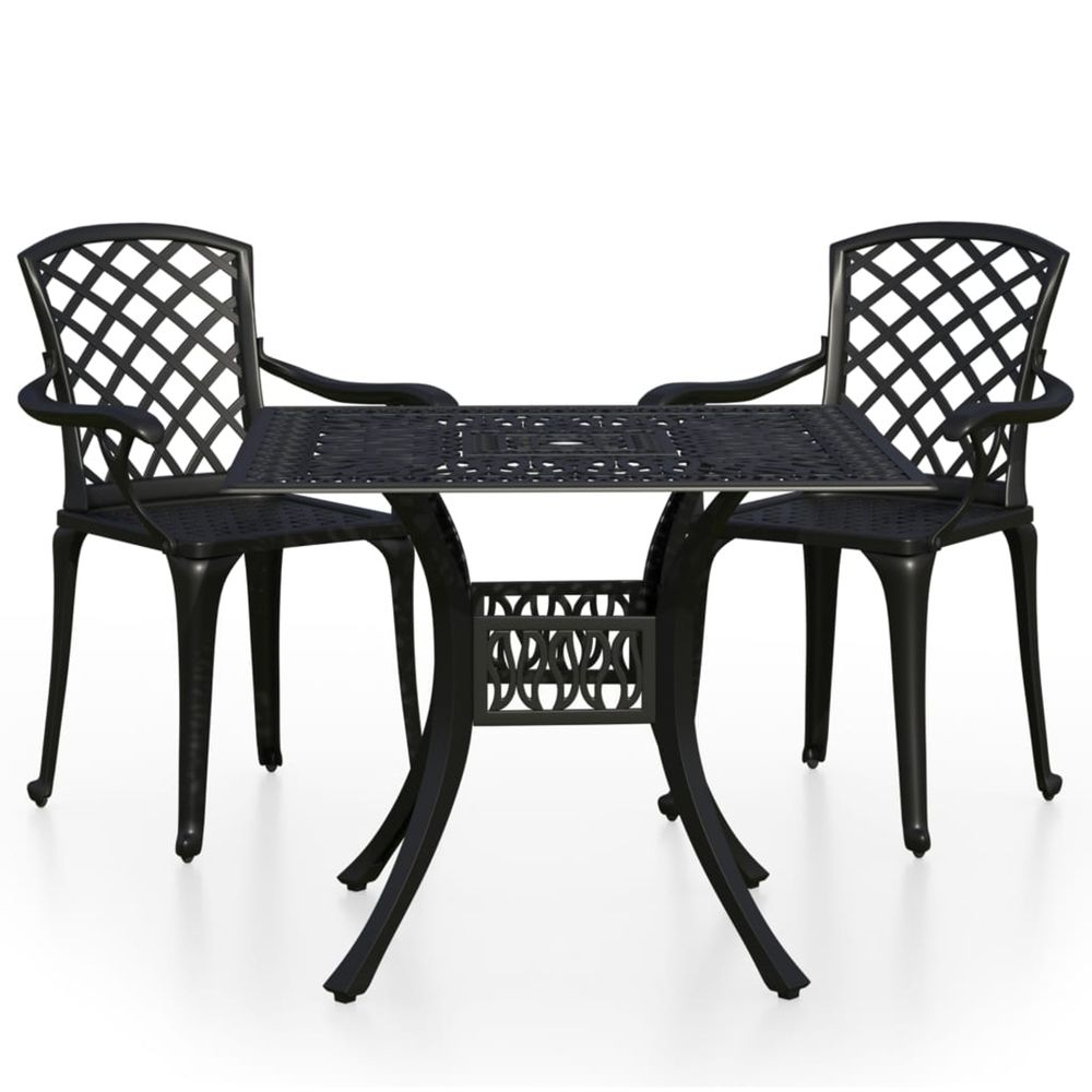 Ensemble de bistro 3 pcs aluminium coulé noir