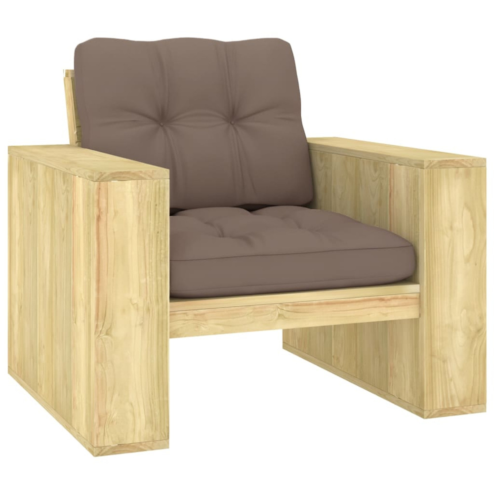 Chaise de jardin avec coussins taupe bois de pin imprégné