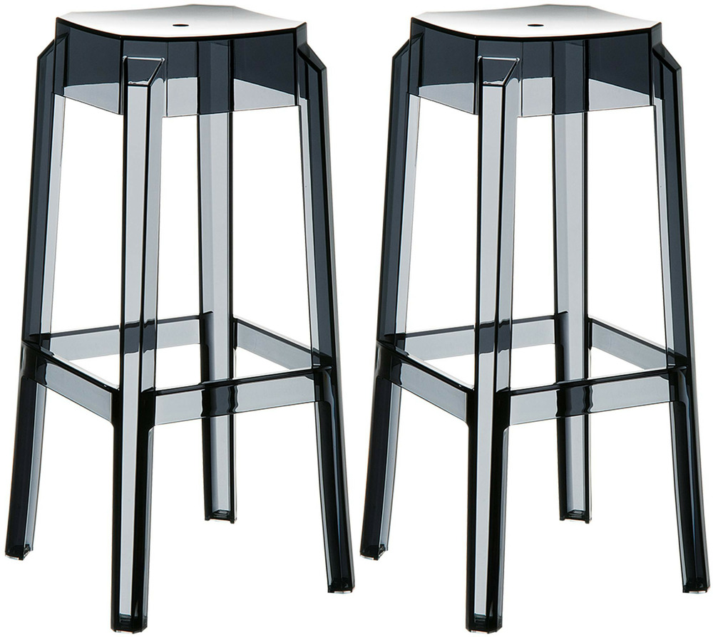 Lot de 2 tabourets de bar fox, transparents