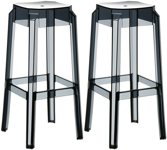 Lot de 2 tabourets de bar fox, transparents