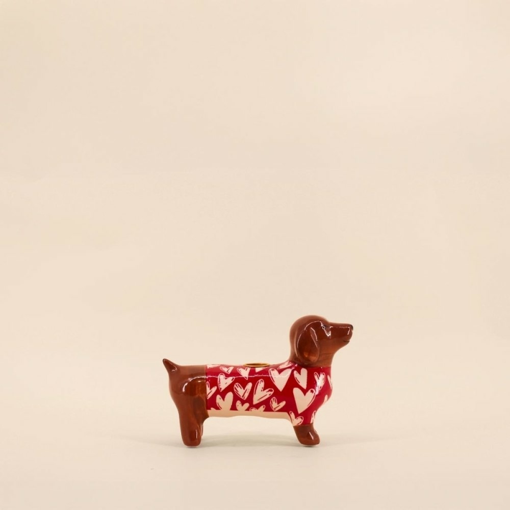 Bougeoir teckel en céramique 20cm