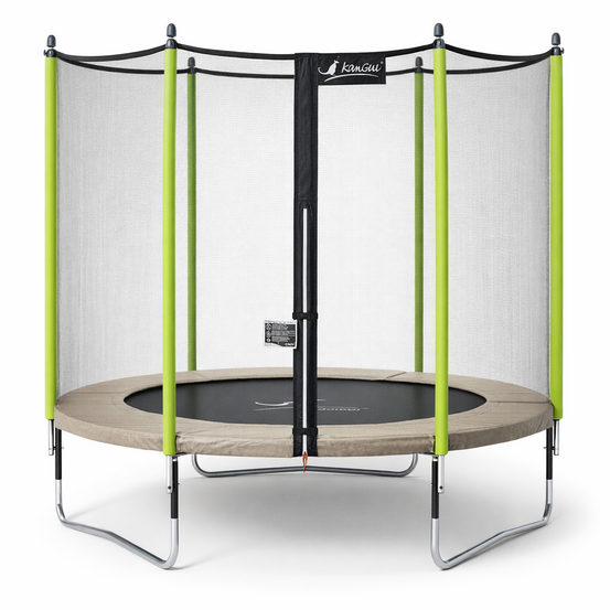 Trampoline jardin ø 300 cm + filet de sécurité - jumpi 300 – taupe/vert