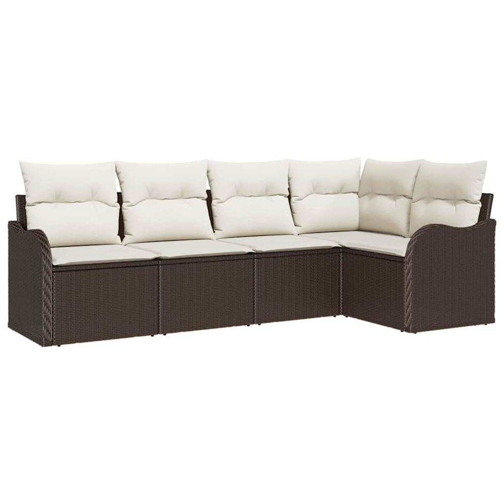 Ensemble de canapé de jardin 5 pc marron polyrotin