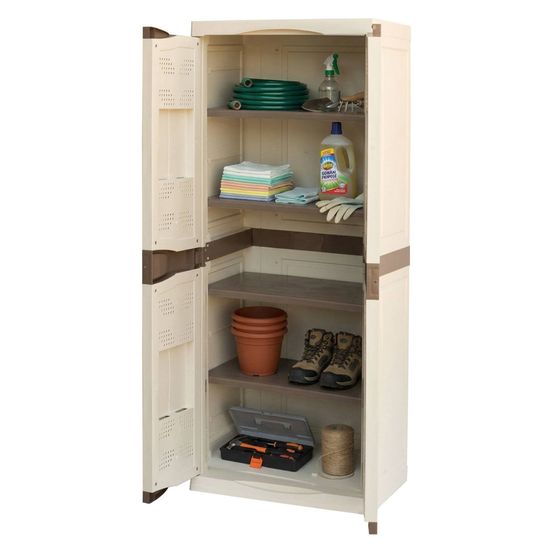 Armoire d'extérieur adenina, 4 étagères 70x47x179h cm beige