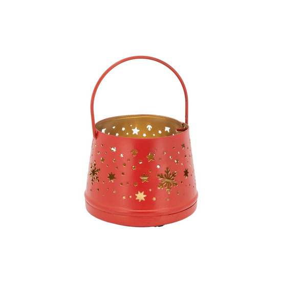 Photophore en métal laqué rouge boule