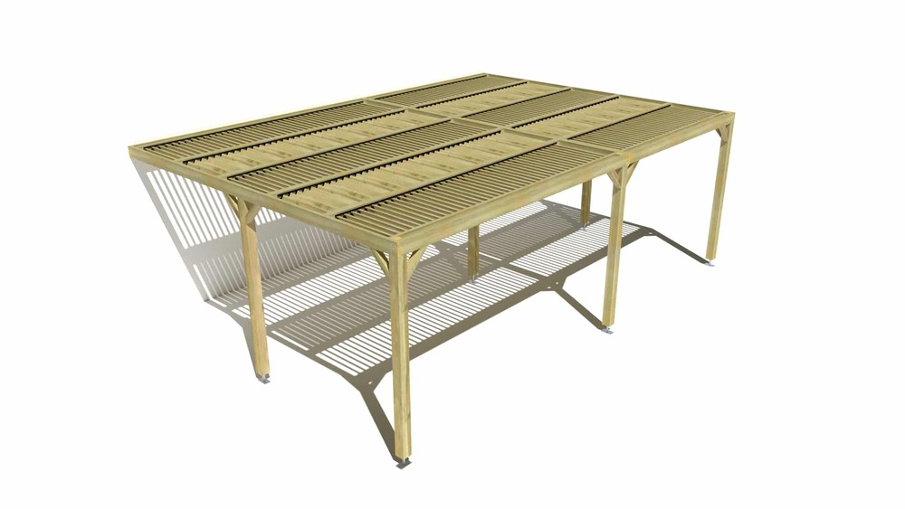 Pergola bois • 7m x 5m • adossée • sens largeur • lames orientables bioclimatiques incluses • livraison comprise