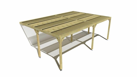 Pergola bois • 7m x 5m • adossée • sens largeur • lames orientables bioclimatiques incluses • livraison comprise