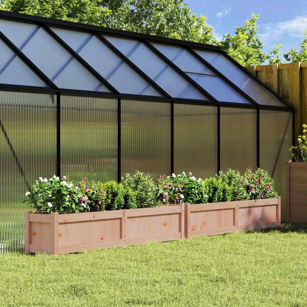 Ensemble de 2 grandes jardinières longues douglas massif – duo de bacs linéaires durables extérieur – 150cm brun