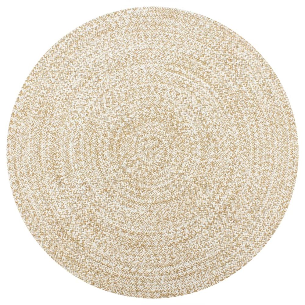 Tapis fait main Jute Blanc et naturel 90cm