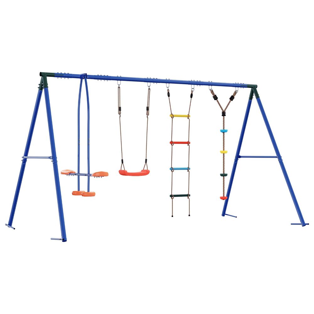 Ensemble de balançoires d'extérieur multicolore acier et pe