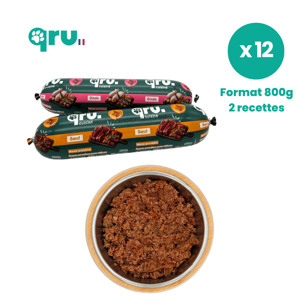 Repas complet chien moyen et grand – pack découverte dinde & bœuf – 12 x 800 g