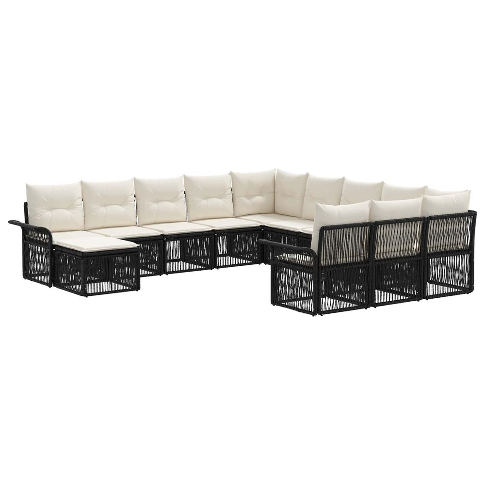 Ensemble de canapé de jardin 12 pc noir et blanc crème