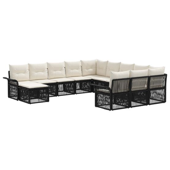 Ensemble de canapé de jardin 12 pc noir et blanc crème