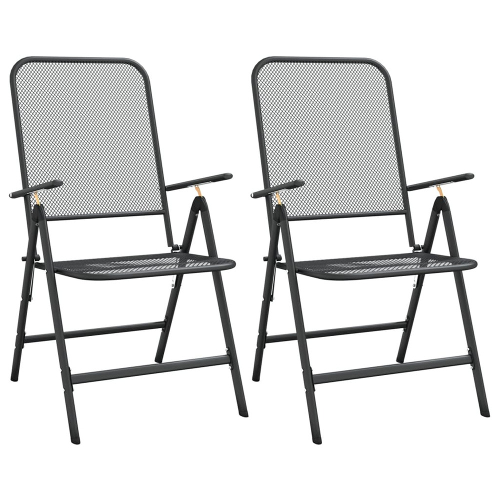 Chaises pliables jardin lot de 2 maille métallique anthracite