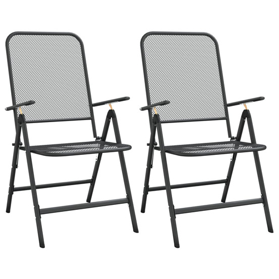 Chaises pliables jardin lot de 2 maille métallique anthracite