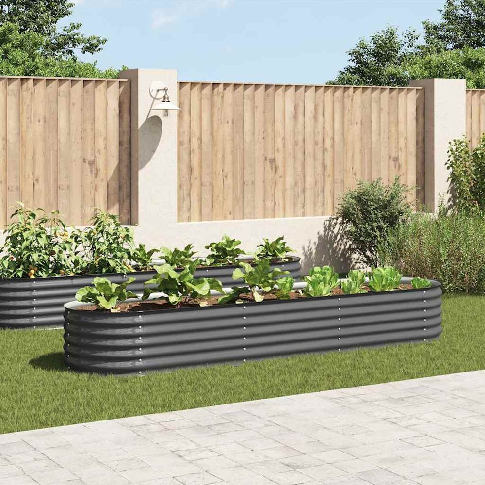 Carré potager surélevé 320x80x44 cm acier galvanisé jardin gris