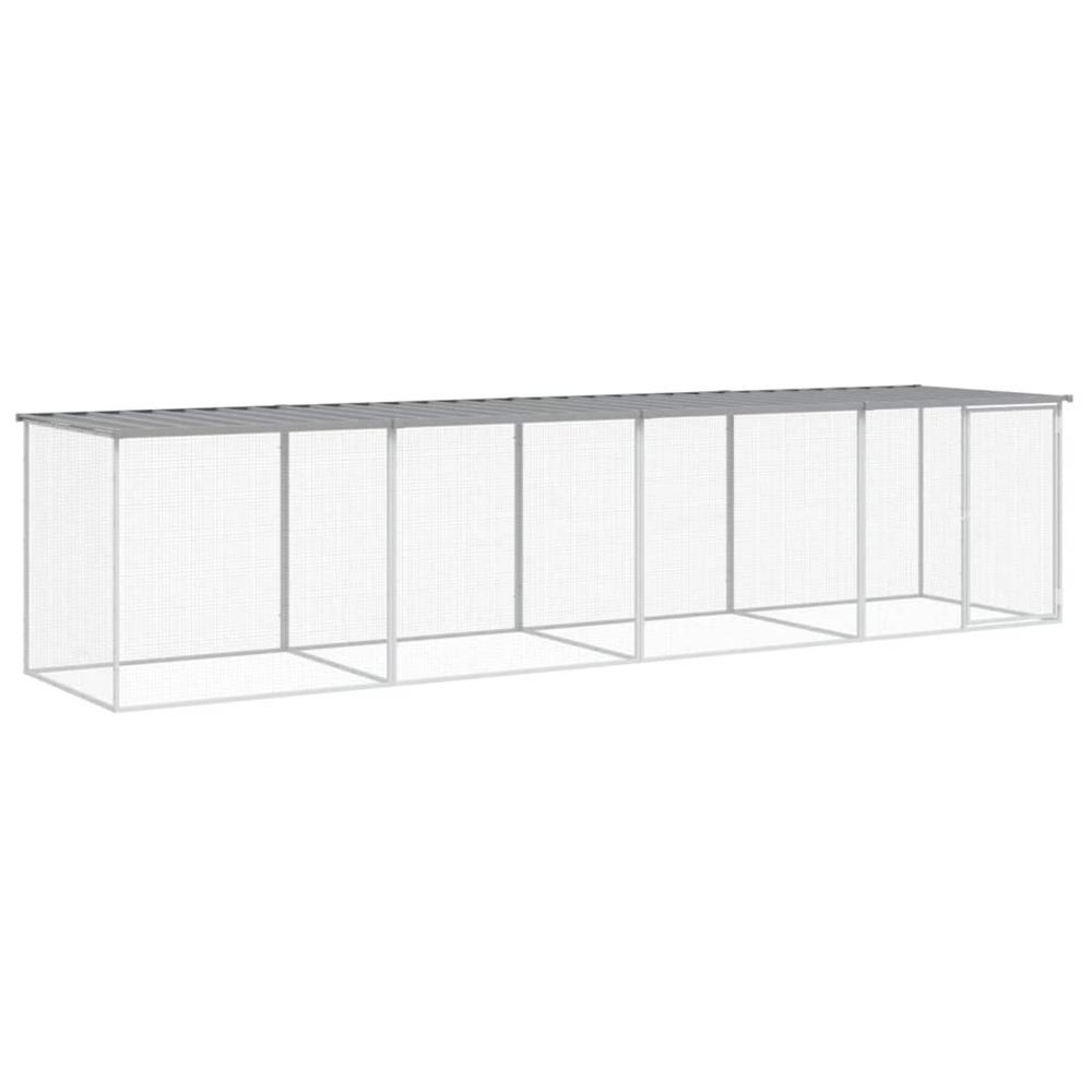 Poulailler avec toit gris clair 403x98x90 cm acier galvanisé