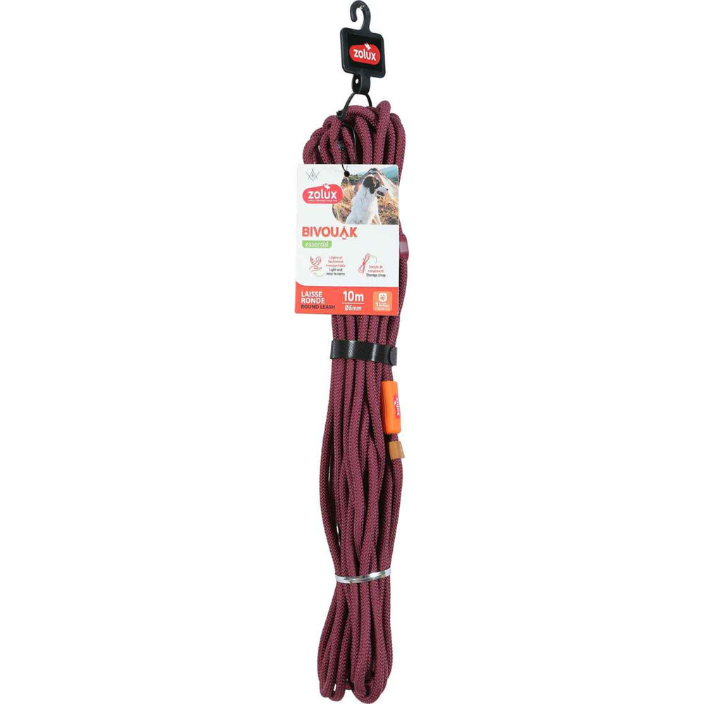 Longe ronde en polyester bivouak 6 mm 10m rouge