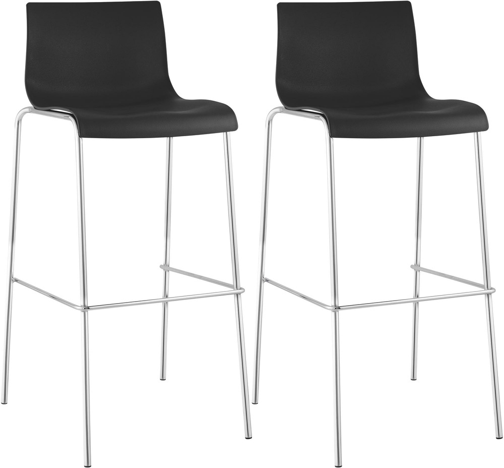 Lot de 2 tabourets de bar hoover plastique 4 pieds structure chrome