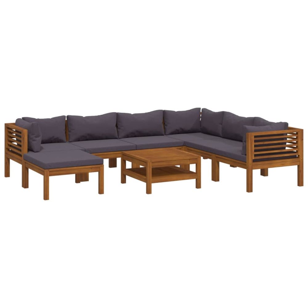 Salon de jardin 8 pcs avec coussin bois d'acacia solide
