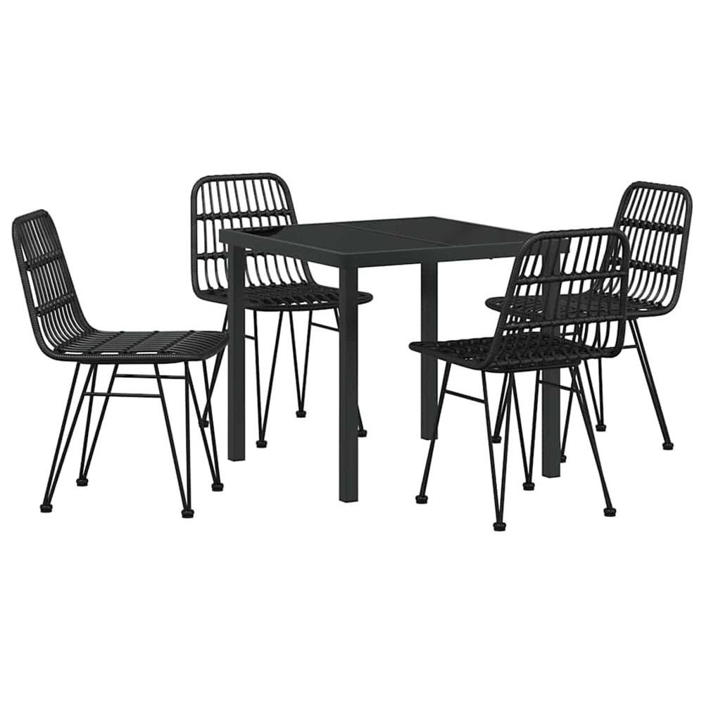Ensemble de salle à manger pour jardin 5 pcs noir
