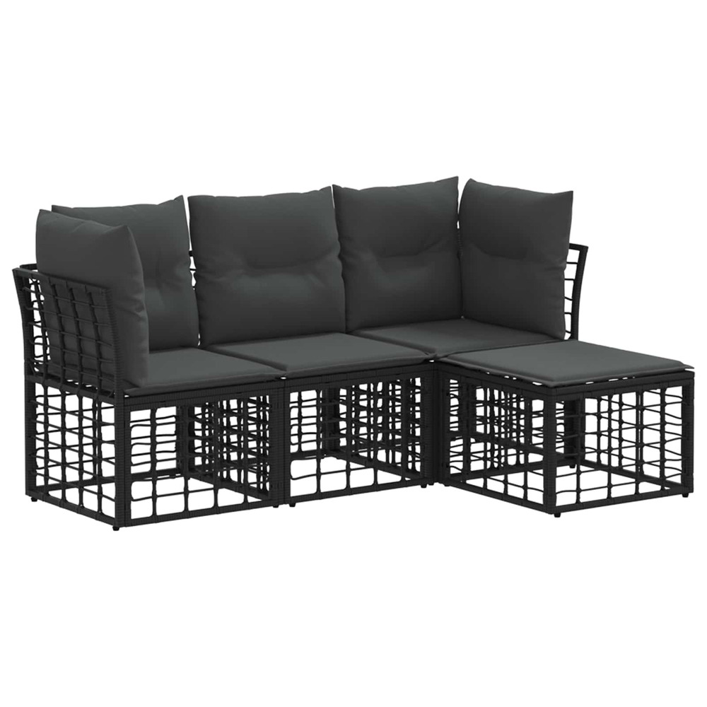 Ensemble de canapés d'extérieur noir polyester