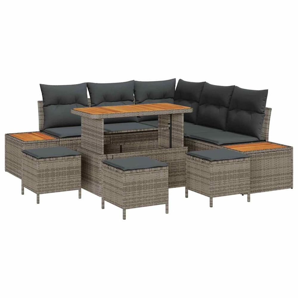Ensemble de canapé de jardin 9 pc 8-nombre de places gris