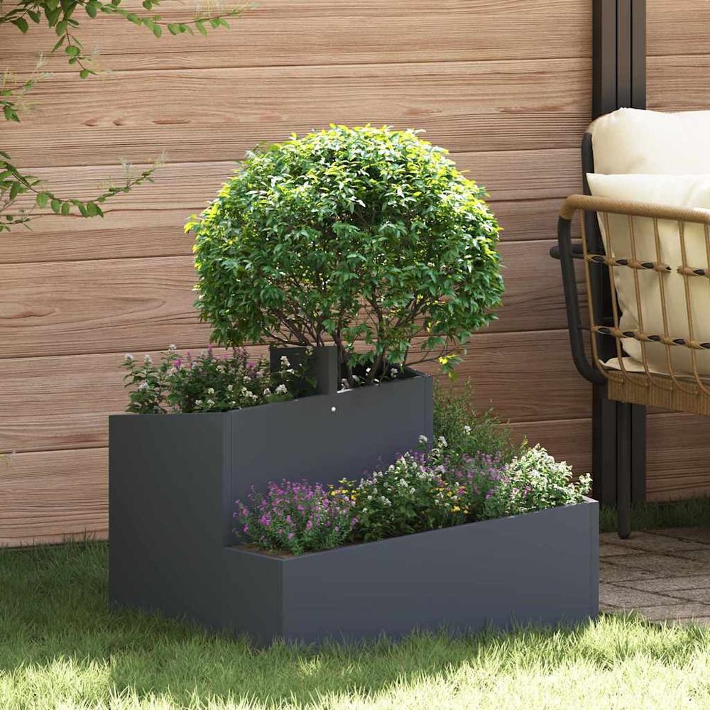Jardinière carrée en acier pour jardin et terrasse anthracite 60x60 cm