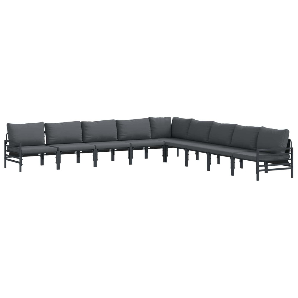 Ensemble de canapé de jardin avec coussin 9 pcs noir acier