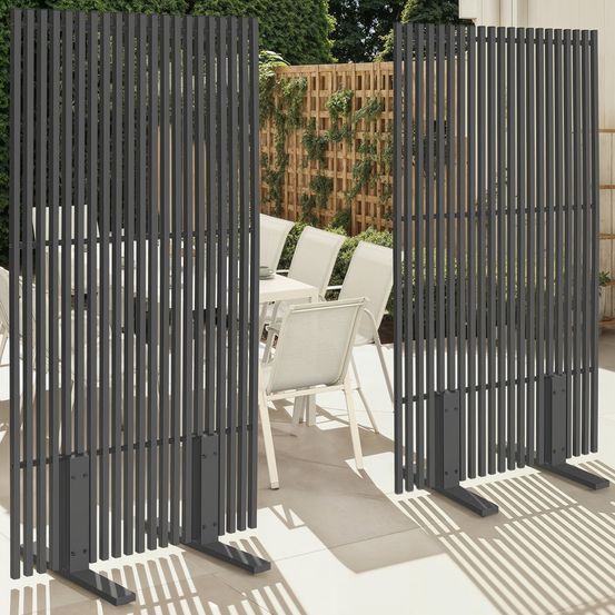 Lot de 2 paravents extérieurs ajourés claustra décoratif 80 x 150 cm métal gris anthracite