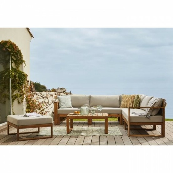 Salon de jardin en bois d'acacia fsc - 7 personnes - levata - lin