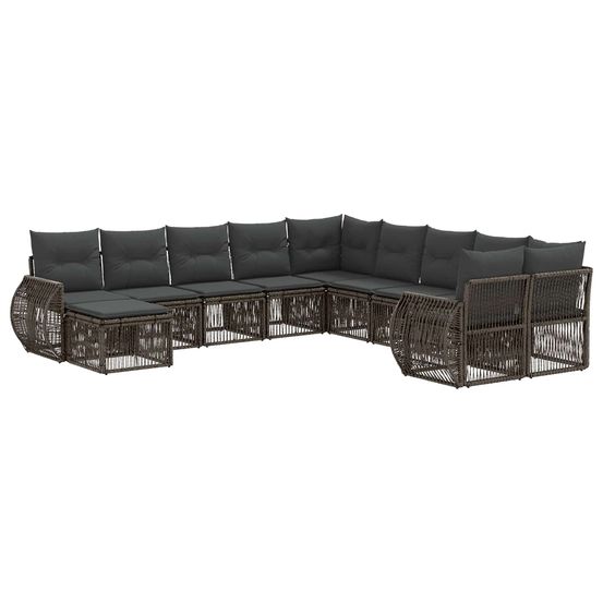 Ensemble de canapé de jardin 11 pc gris polyrotin