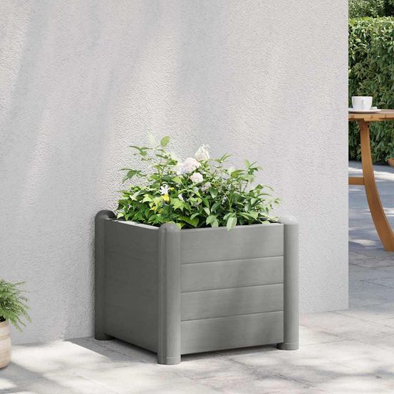Pot de fleurs carré 30l gris aspect pierre pour intérieur et extérieur 43x43x35cm