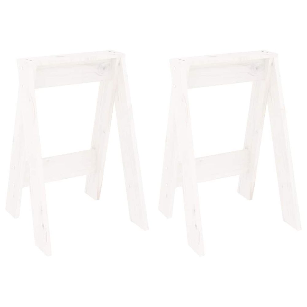 Tabourets lot de 2 blanc 40x40x60 cm bois massif de pin