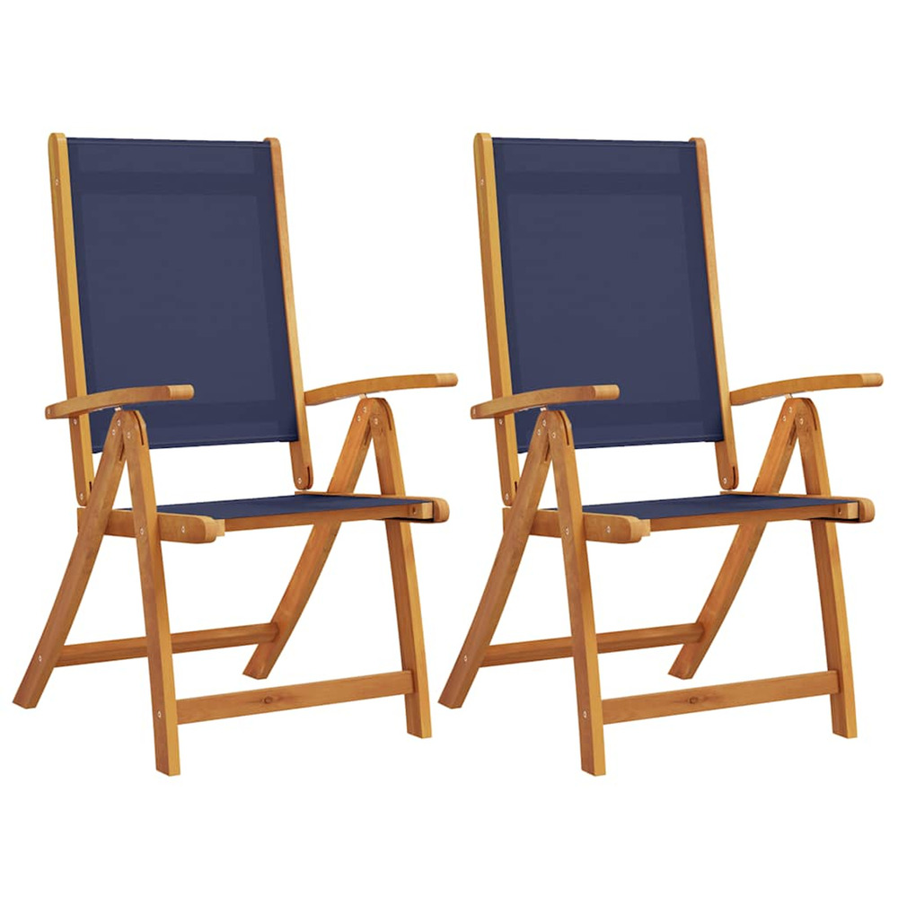 Chaises pliables de jardin lot de 2 bois d'acacia et textilène