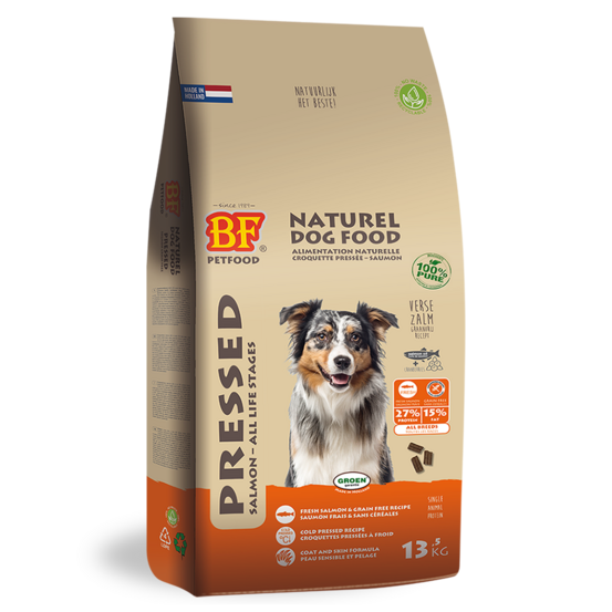 Croquettes pressées au saumon sans céréales pour chien, 13,5kg