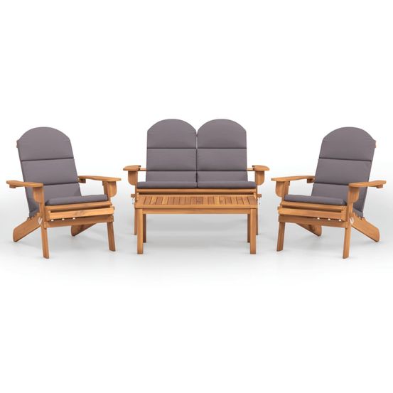 Ensemble de salon de jardin adirondack 4 pcs bois acacia solide
