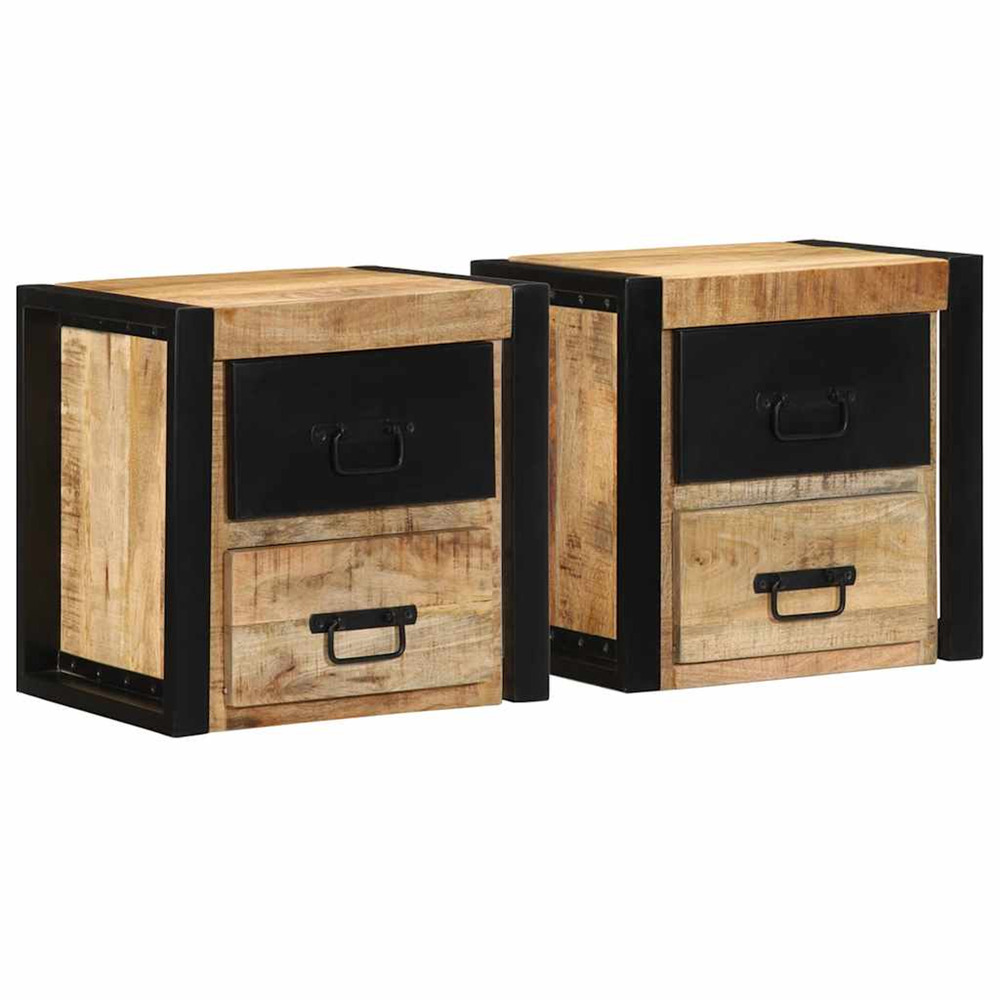 Tables de chevet 2 pcs 40x35x40 cm bois de manguier massif brut