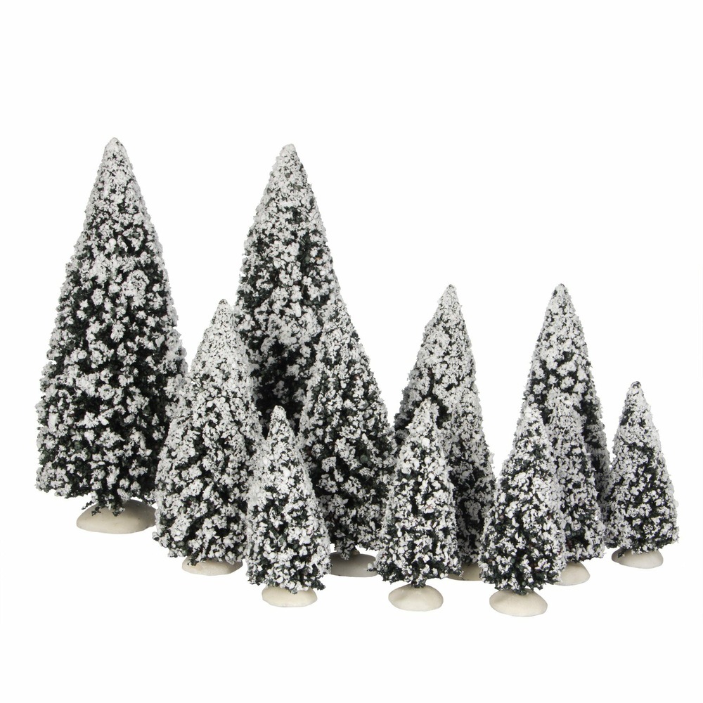 Luville - village de noël miniature arbes evergreen h30 - lot de 12