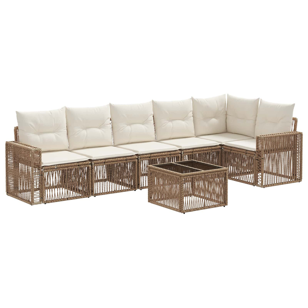 Ensemble de canapé de jardin 7 pcs beige et blanc crème