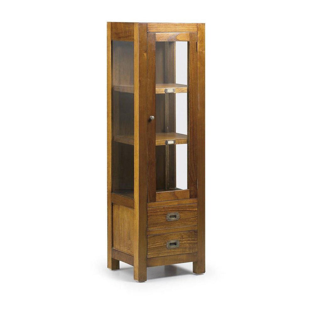 Vaisselier 2 tiroirs bronze bois marron - onéline décoration d'autrefois