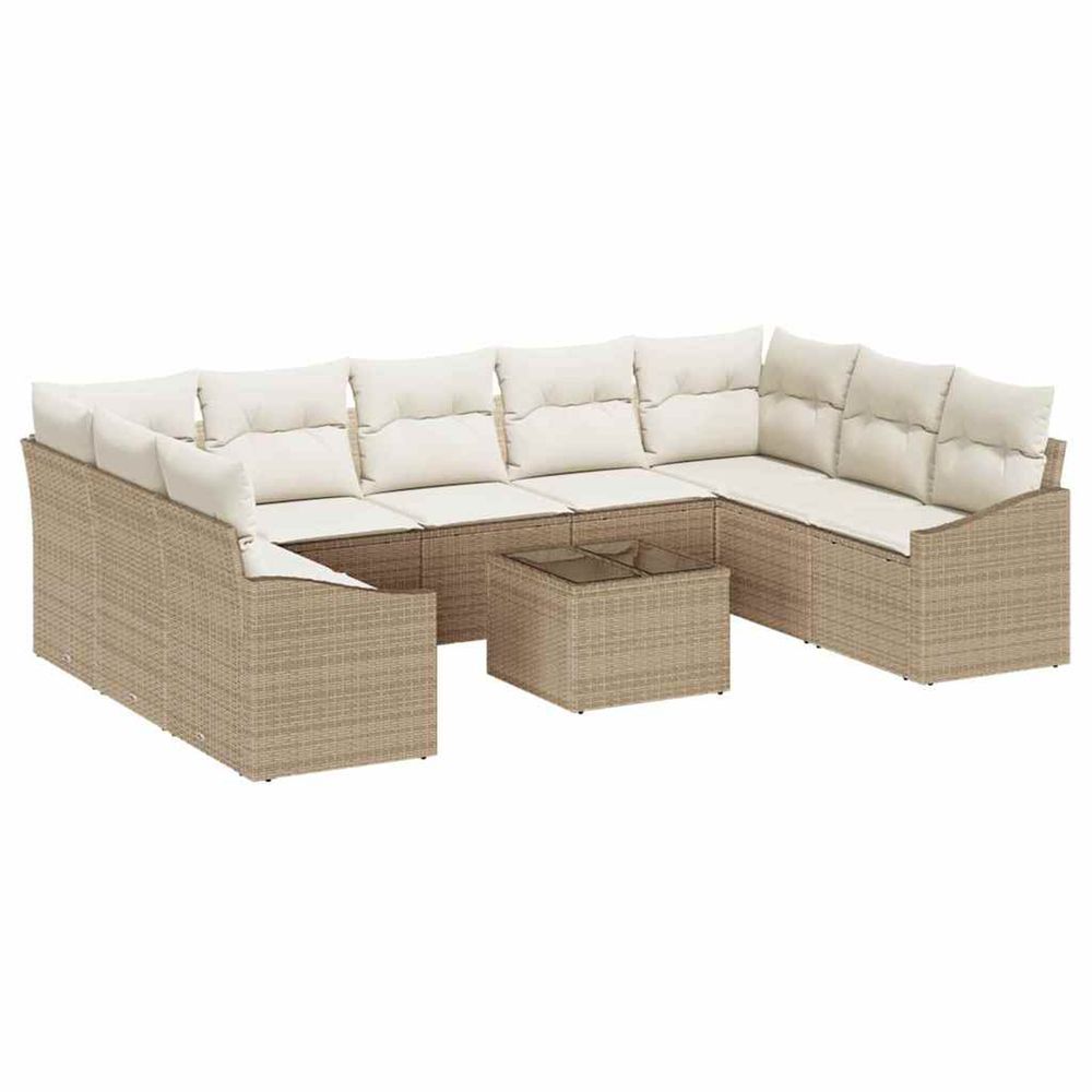 Ensemble de canapé de jardin 9 pc beige et crème polyrotin