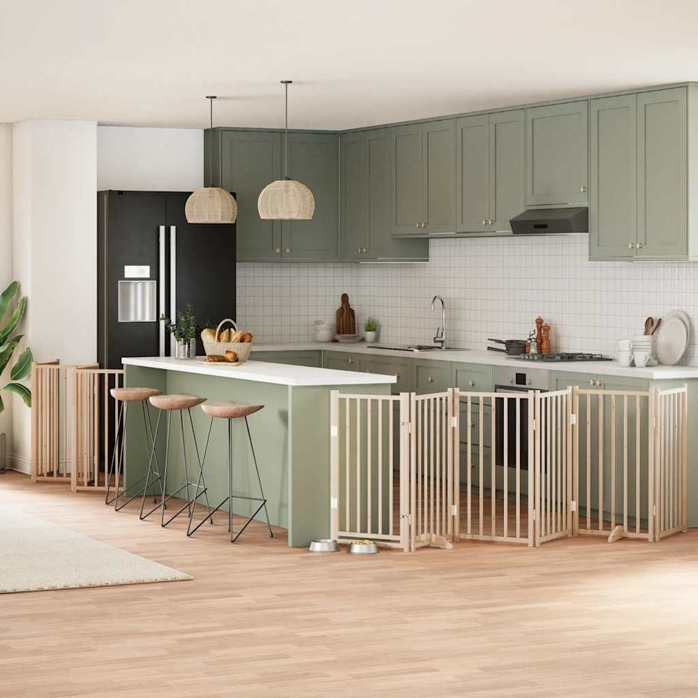 Très grand parc haut chien bois pliable intérieur brun 15 panneaux